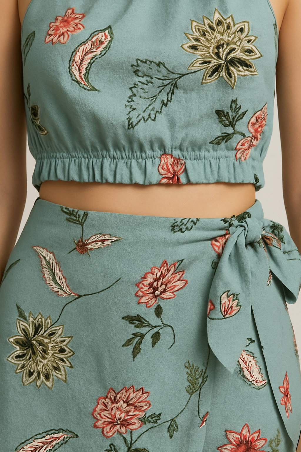 Blusas Para Mujer Top Tipo Lino Cuello Halter N51117 Sage