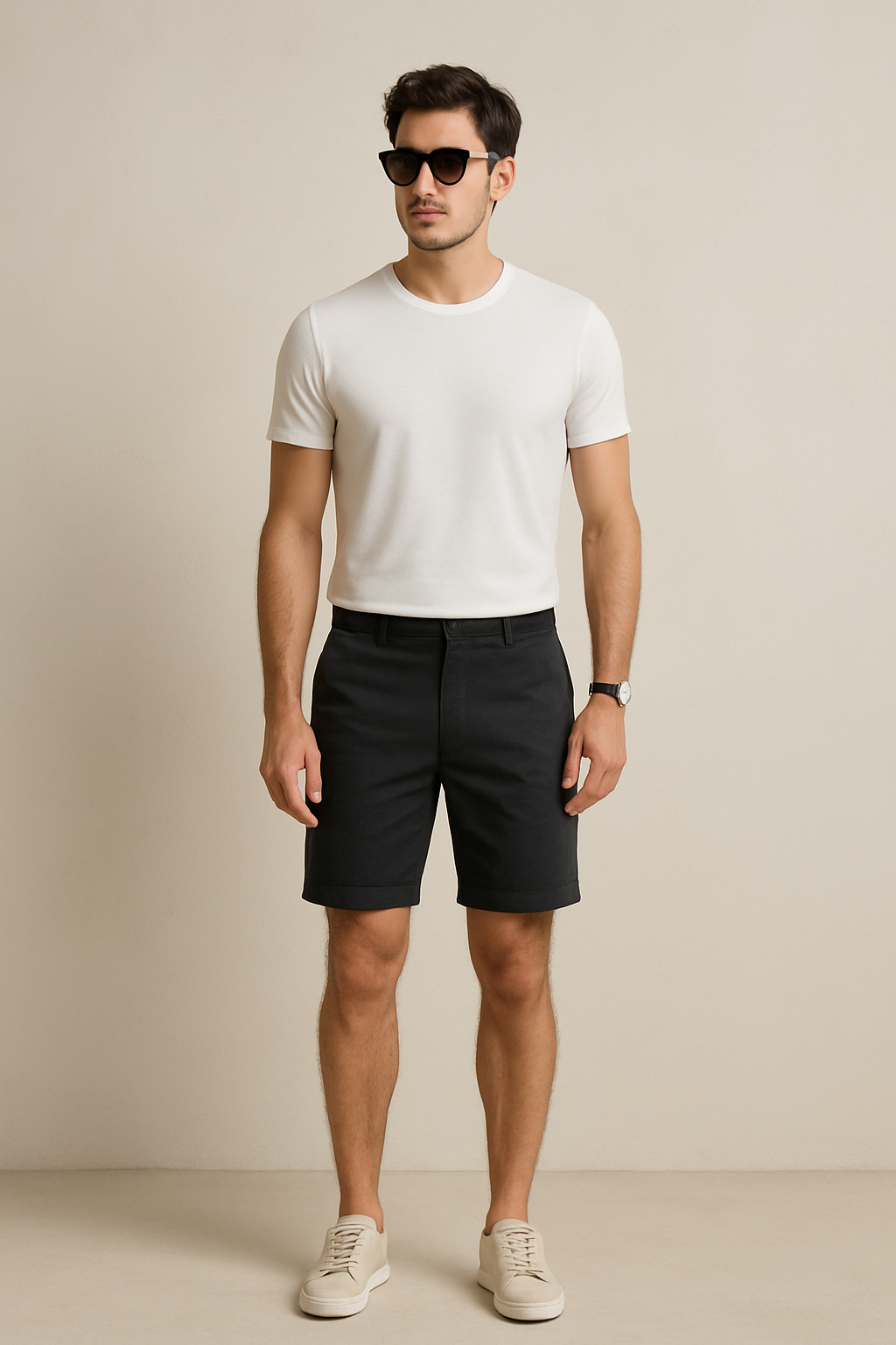 Bermudas Para Hombre Algodon GBCOTST Negro