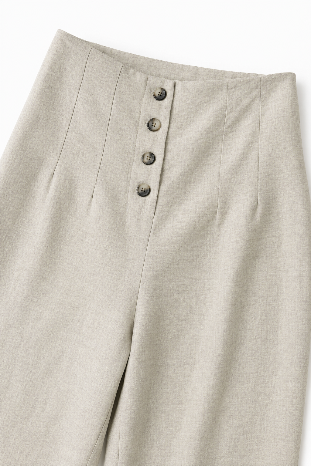 Pantalones Para Mujer Amplio Con Pespunte Con Botones Al Frente W61115 Arena
