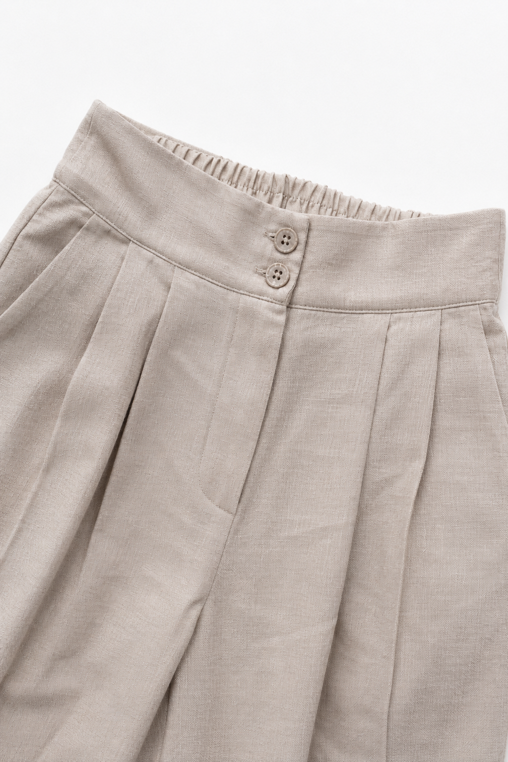 Pantalones Para Mujer Liso Ancho Con Pespunte y Pinzas W61120 Arena