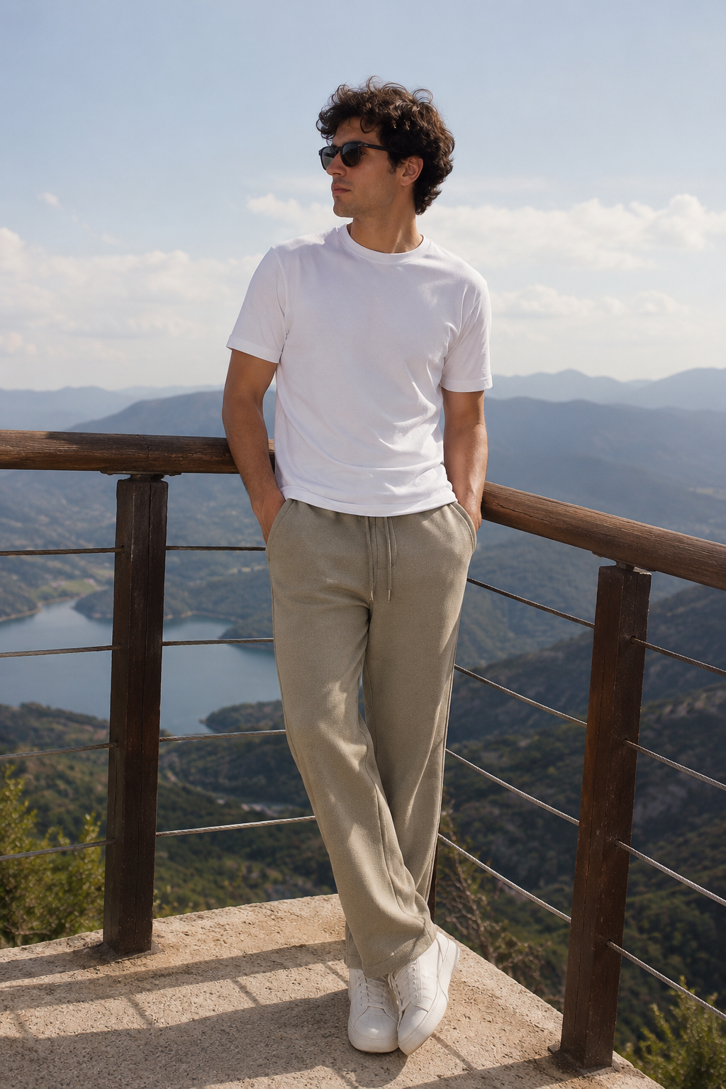 Pantalones Para Hombre Con Jareta y Pinzas Tejido G61401 Kaki
