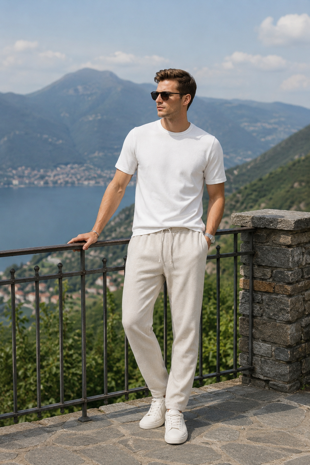 Pantalones Para Hombre Con Jareta y Pinzas Tejido G61401 Beige