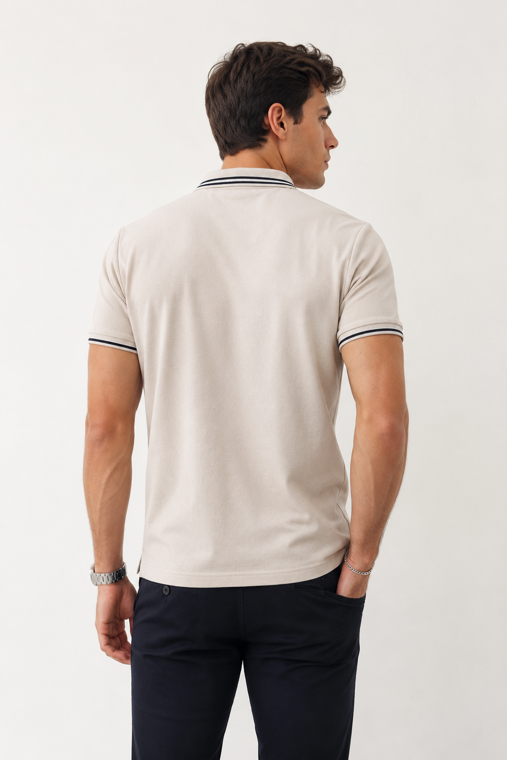 Playeras Polo Para Hombre Básica con Rayas APOLRS Arena