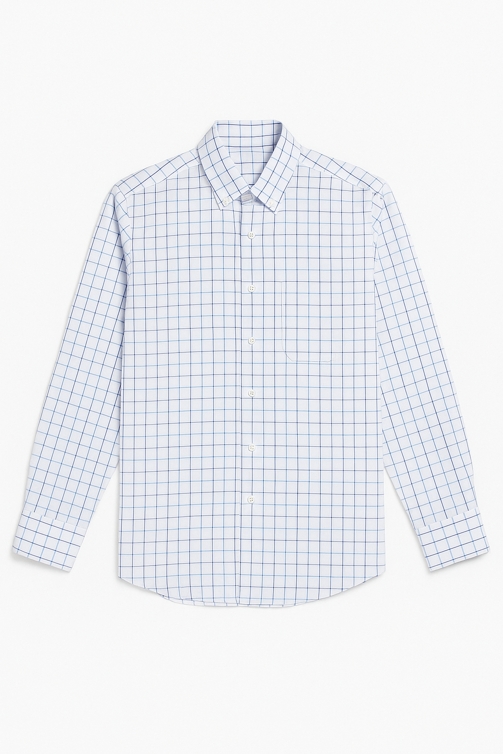 Camisas Para Hombre Cuadros Clásica Con Bolsillo B55201 Blanco