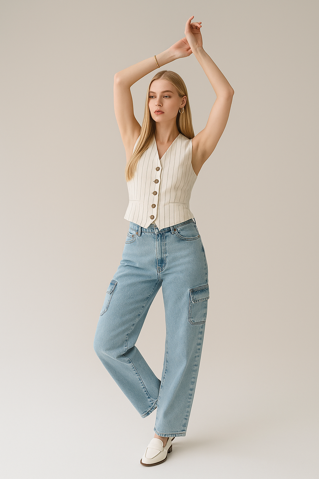 Chalecos Para Mujer Tipo Lino R51100 Blanco