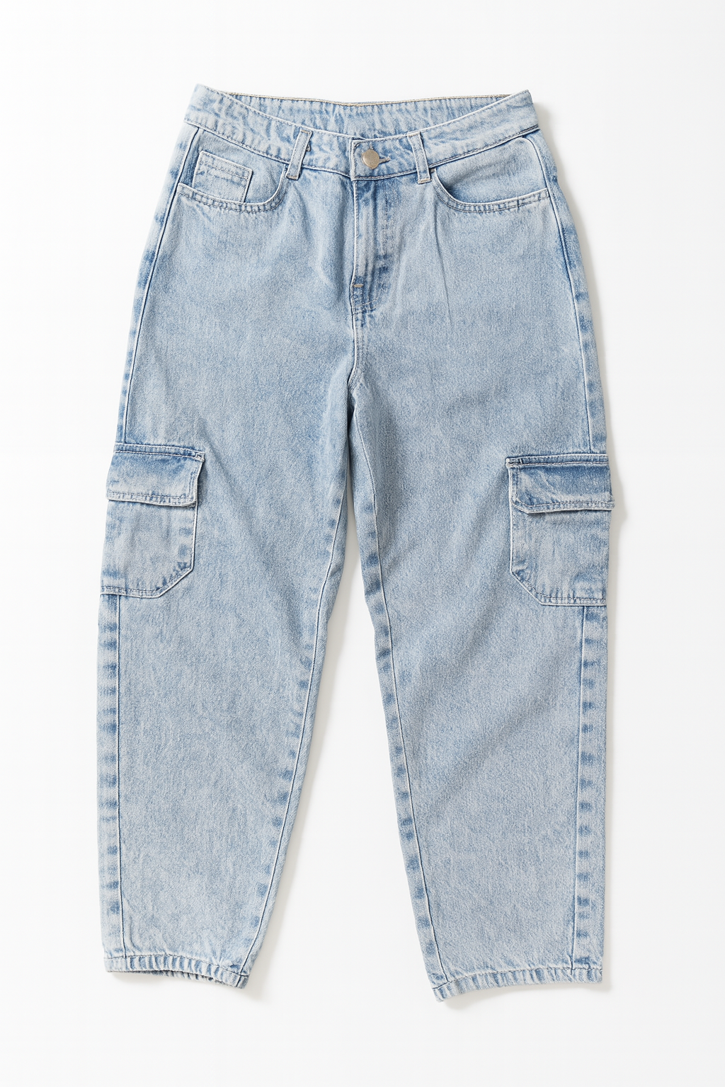 Jeans Para Mujer Mezclilla Tipo Cargo V41102 Bleach