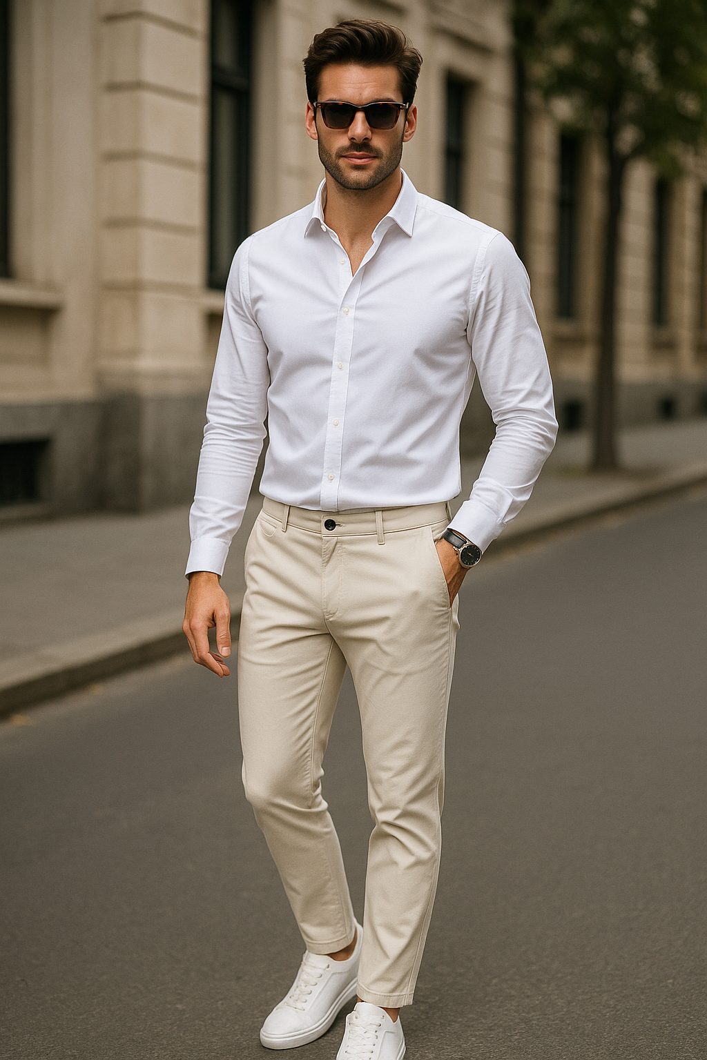 Pantalones Para Hombre De Vestir Slim Tela Flex GJFLEX Arena