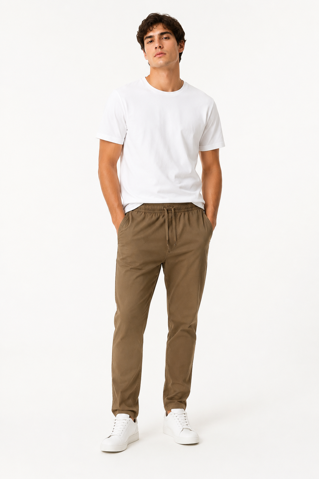 Joggers Para Hombre Pantalón Algodón Spandex Con Jareta GJOGGW Tabaco