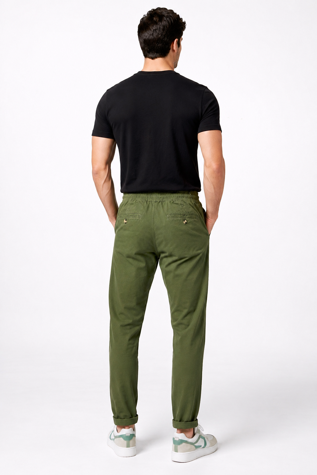 Joggers Para Hombre Pantalón Algodón Spandex Con Jareta GJOGGW Olivo