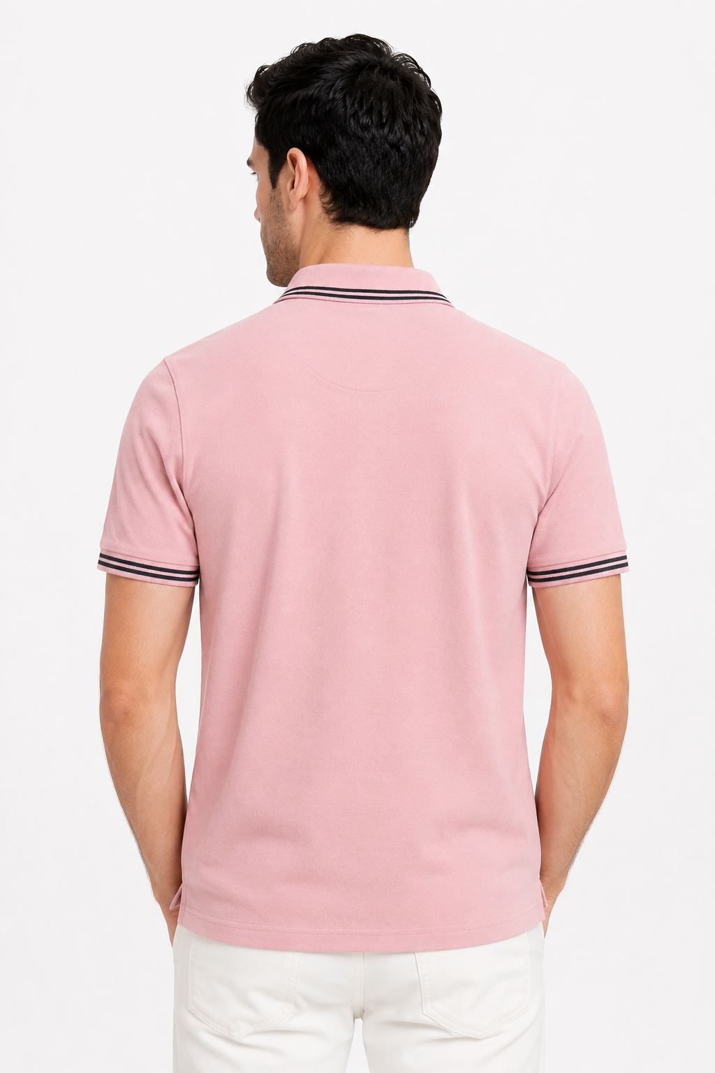 Playeras Polo Para Hombre Básica con Rayas APOLRS Rosa