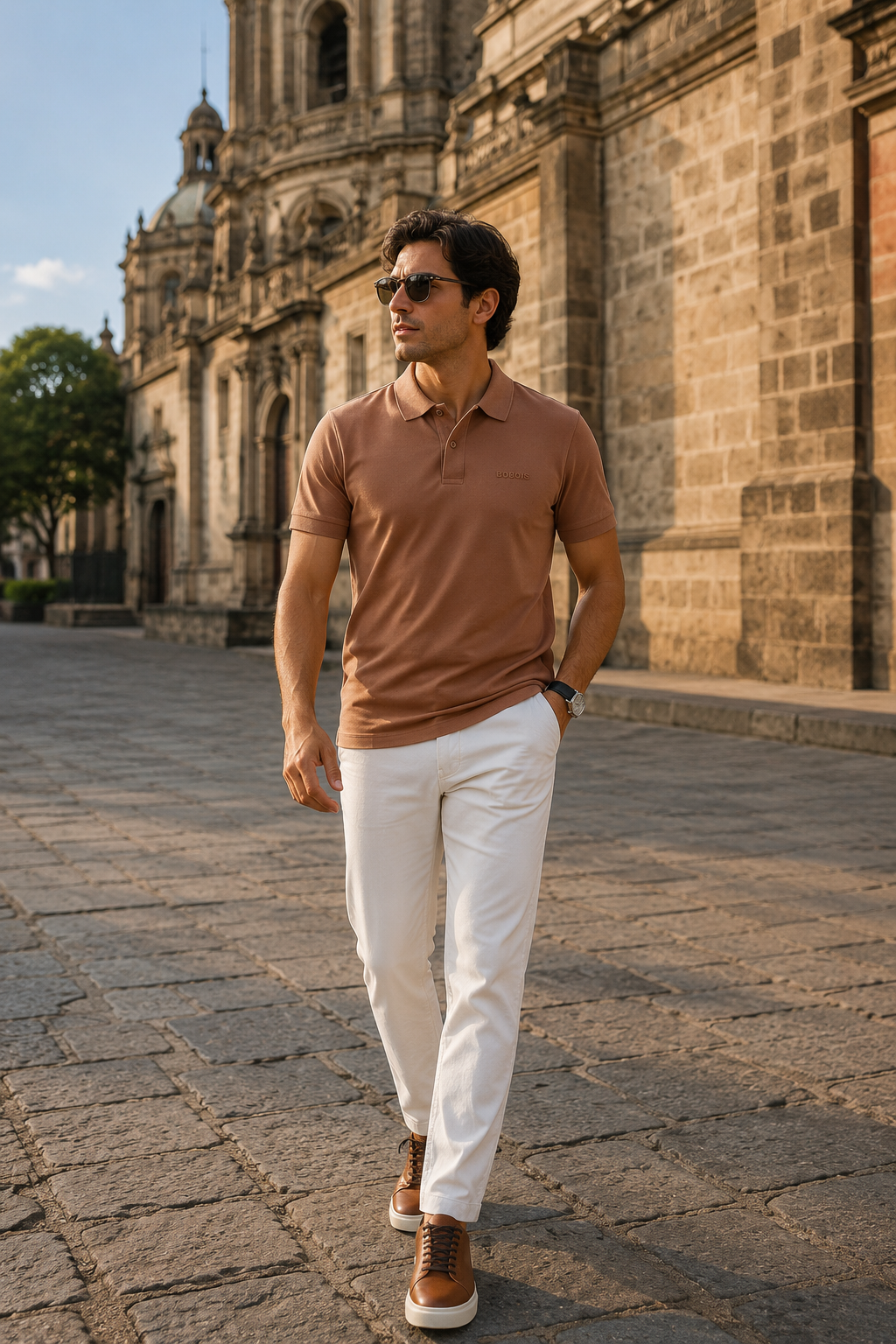 Playeras Polo Para Hombre Manga Corta Basica APOLBS Cocoa
