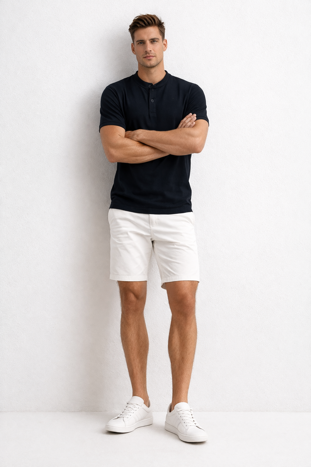 Playeras Polo Para Hombre Cuello Mao Spandex APMAO Negro