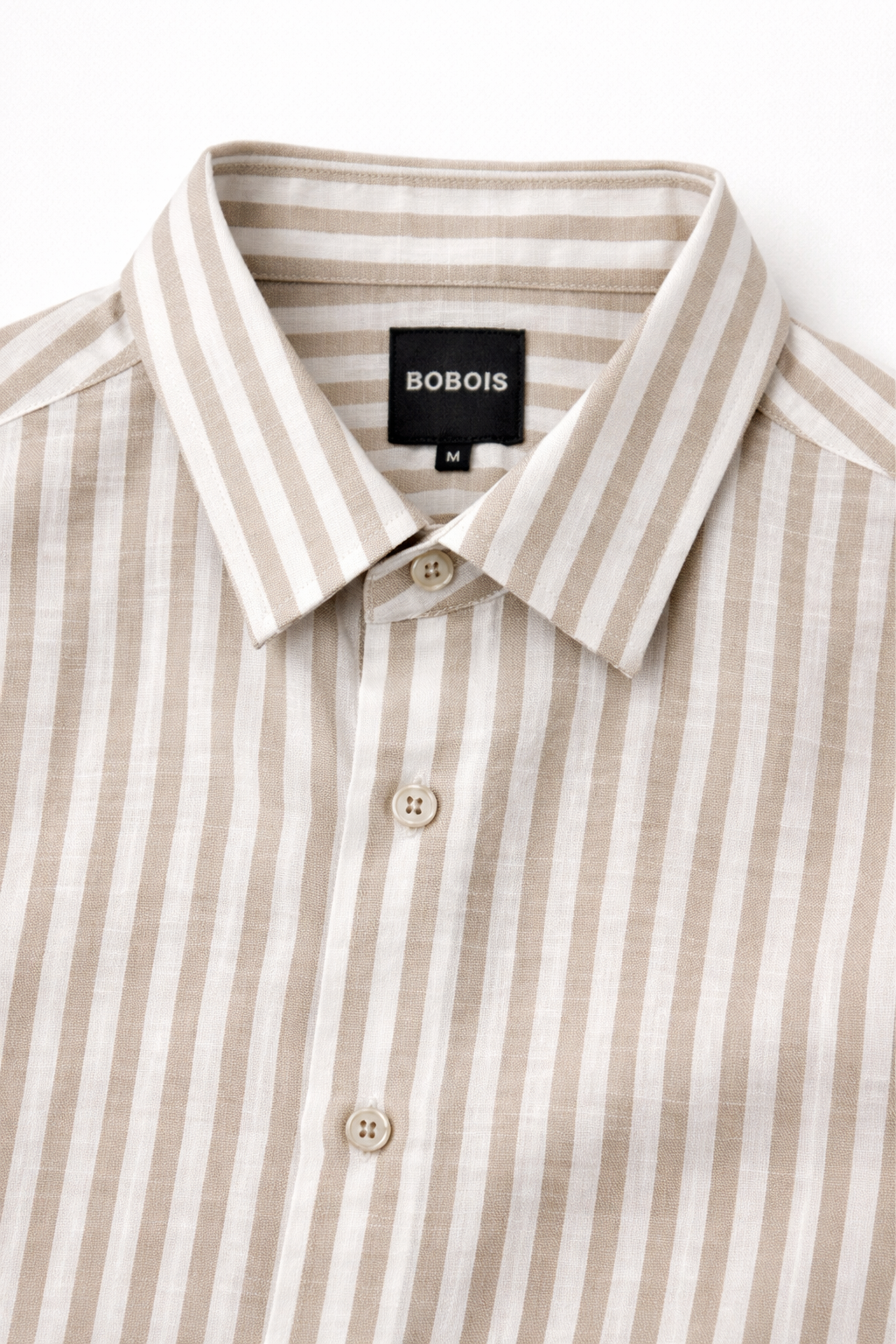 Camisa para Hombre Manga Larga de Rayas Antiarrugas Ligera B61408 Beige