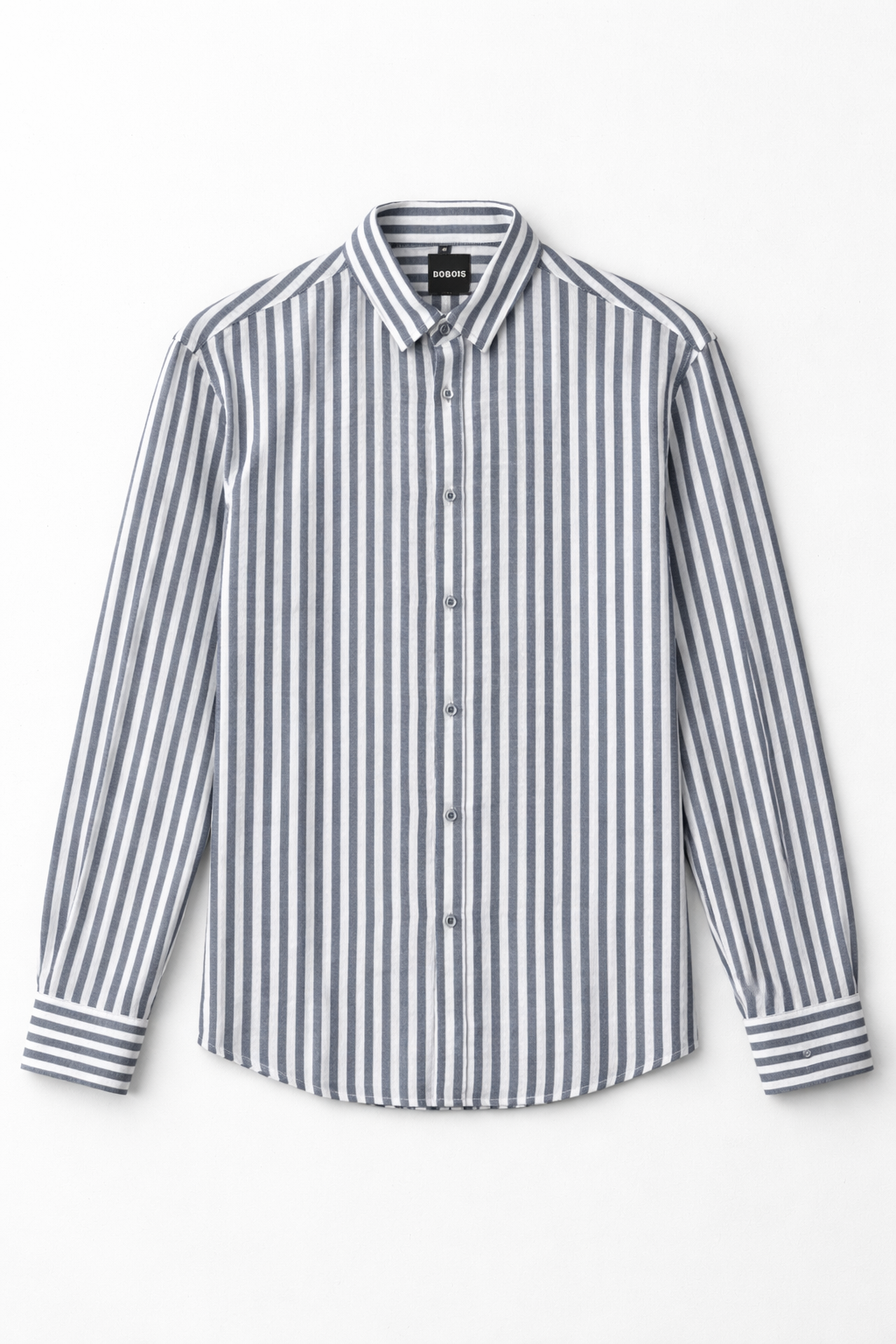 Camisa para Hombre Manga Larga de Rayas Antiarrugas Ligera B61408 Marino