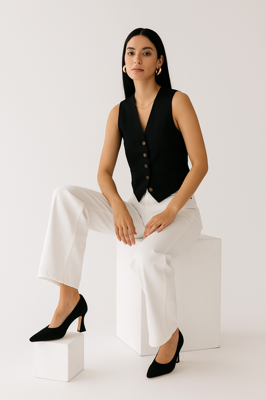 Jeans Para Mujer Wide Leg Mezclilla V51105 Blanco