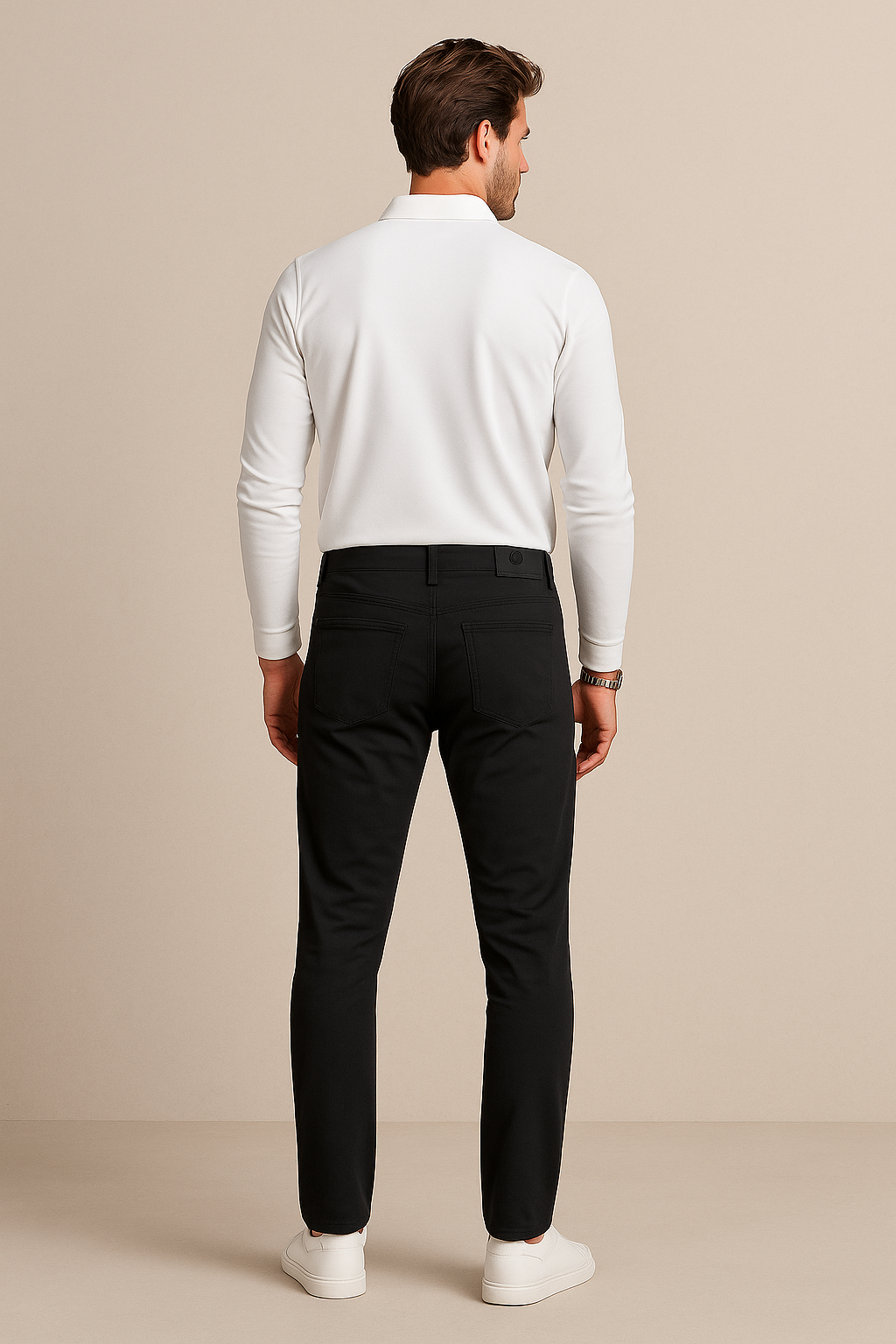 Pantalones Para Hombre De Vestir Slim Tela Flex GJFLEX Negro