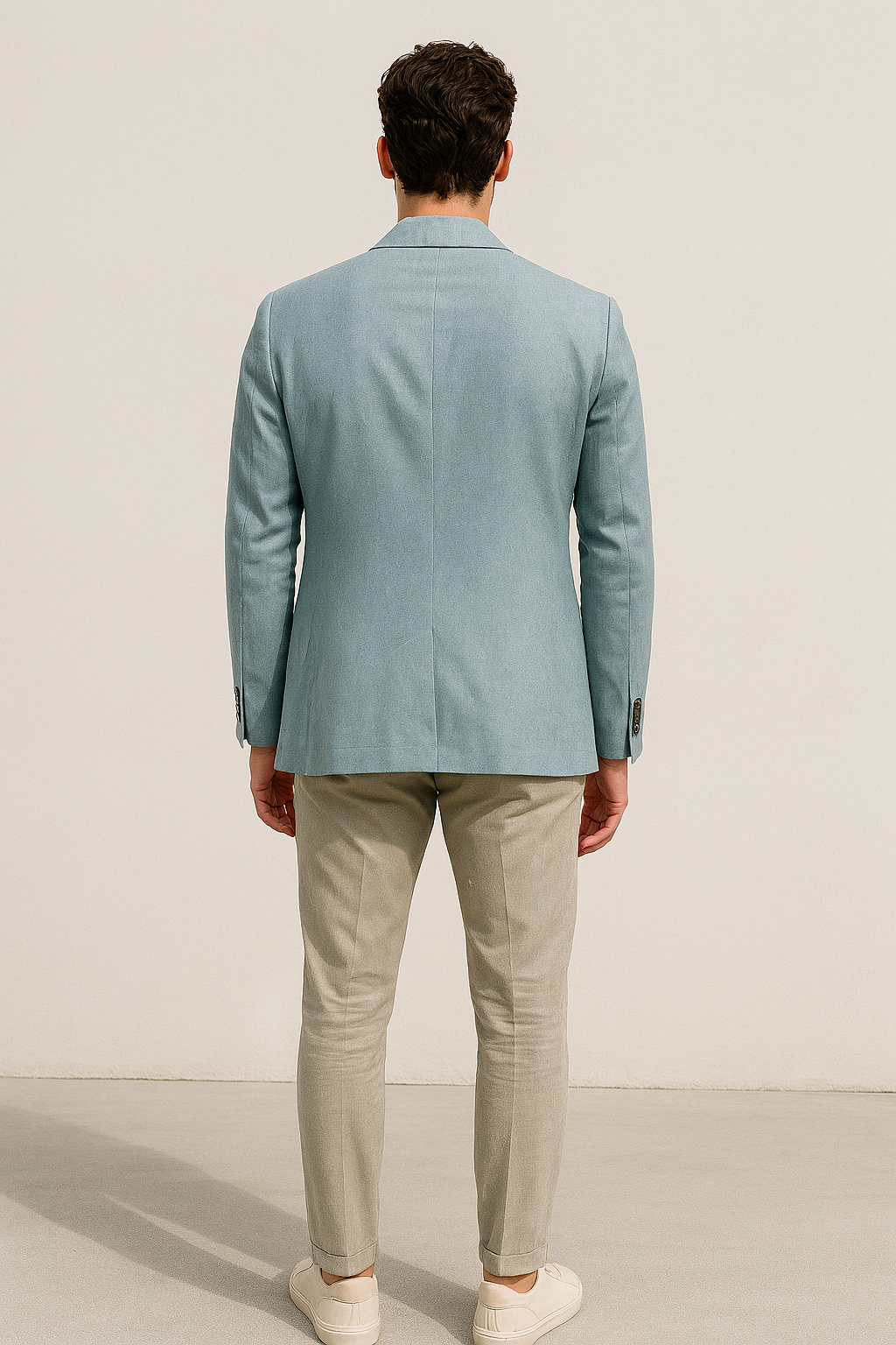 Blazers Para Hombre Casuales De Lino F51301 Aqua