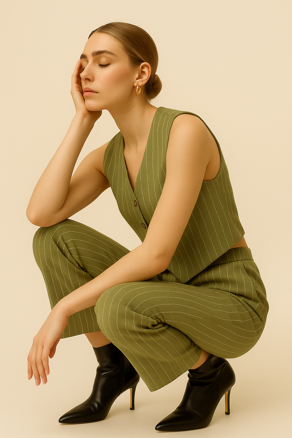 Pantalones Para Mujer Tipo Lino Con Jareta W51100 Olivo