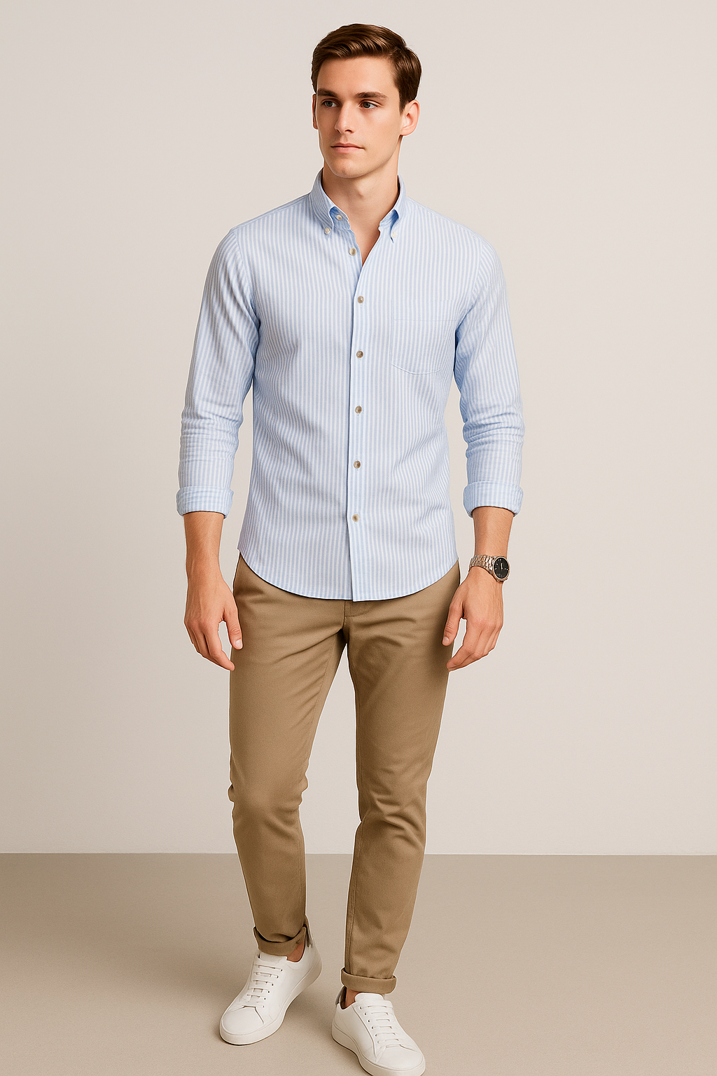 Camisas Para Hombre Regular Fit Oxford B51113 Cielo
