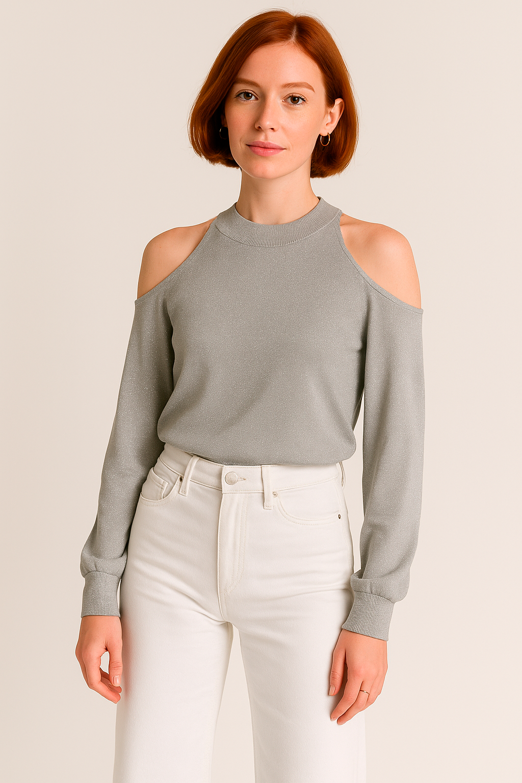 Suéteres Para Mujer Lurex Cuello Alto O53201 Gris