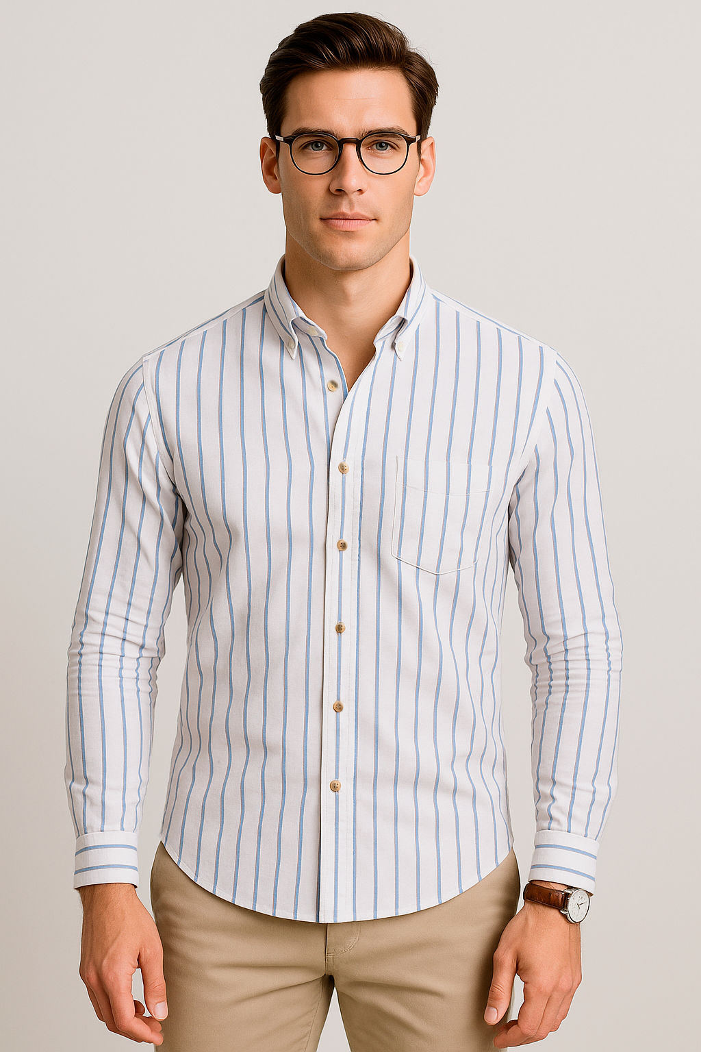 Camisas Para Hombre Regular Fit Oxford B51114 Blanco