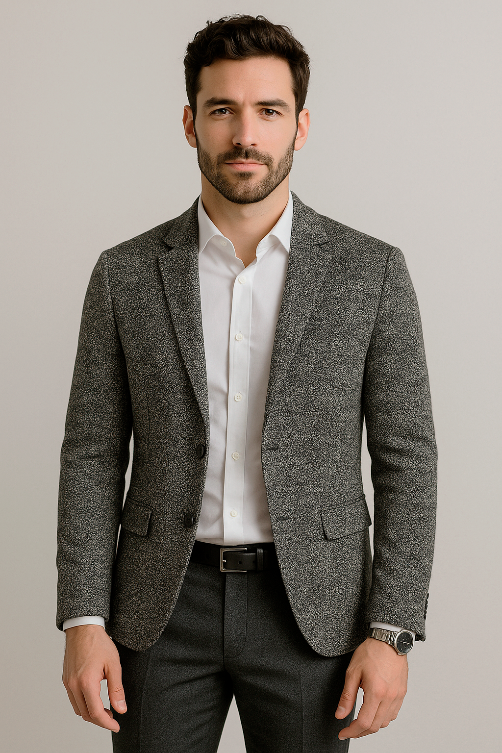 Sacos Para Hombre Jaspeado Versátil F55302 Negro