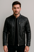 Chamarras Para Hombre Biker Tipo Piel D45308 Negro
