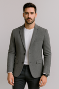 Sacos Para Hombre Tejido Plano De Espiga Con Tacto Suave FGALES Gris