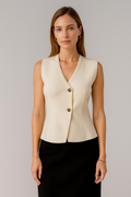 Chalecos Para Mujer Tejido Con Doble Botón R53200 Crema