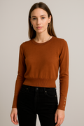 Suéteres Para Mujer Con Botones En Los Puños O53204 Camel