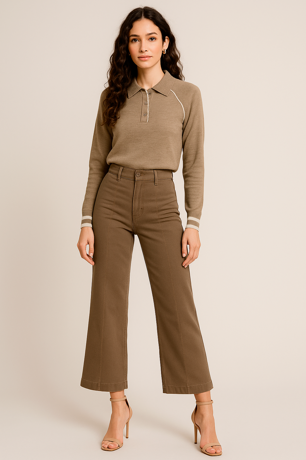 Suéteres Para Mujer Tipo Polo Manga Ranglan O53200 Taupe