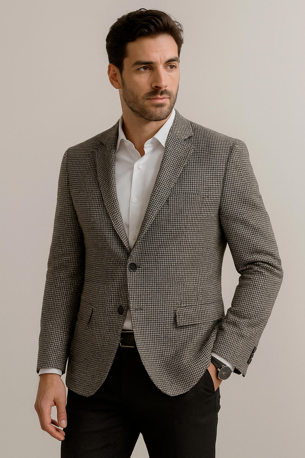 Sacos Para Hombre Pata De Gallo Casual F55301 Negro