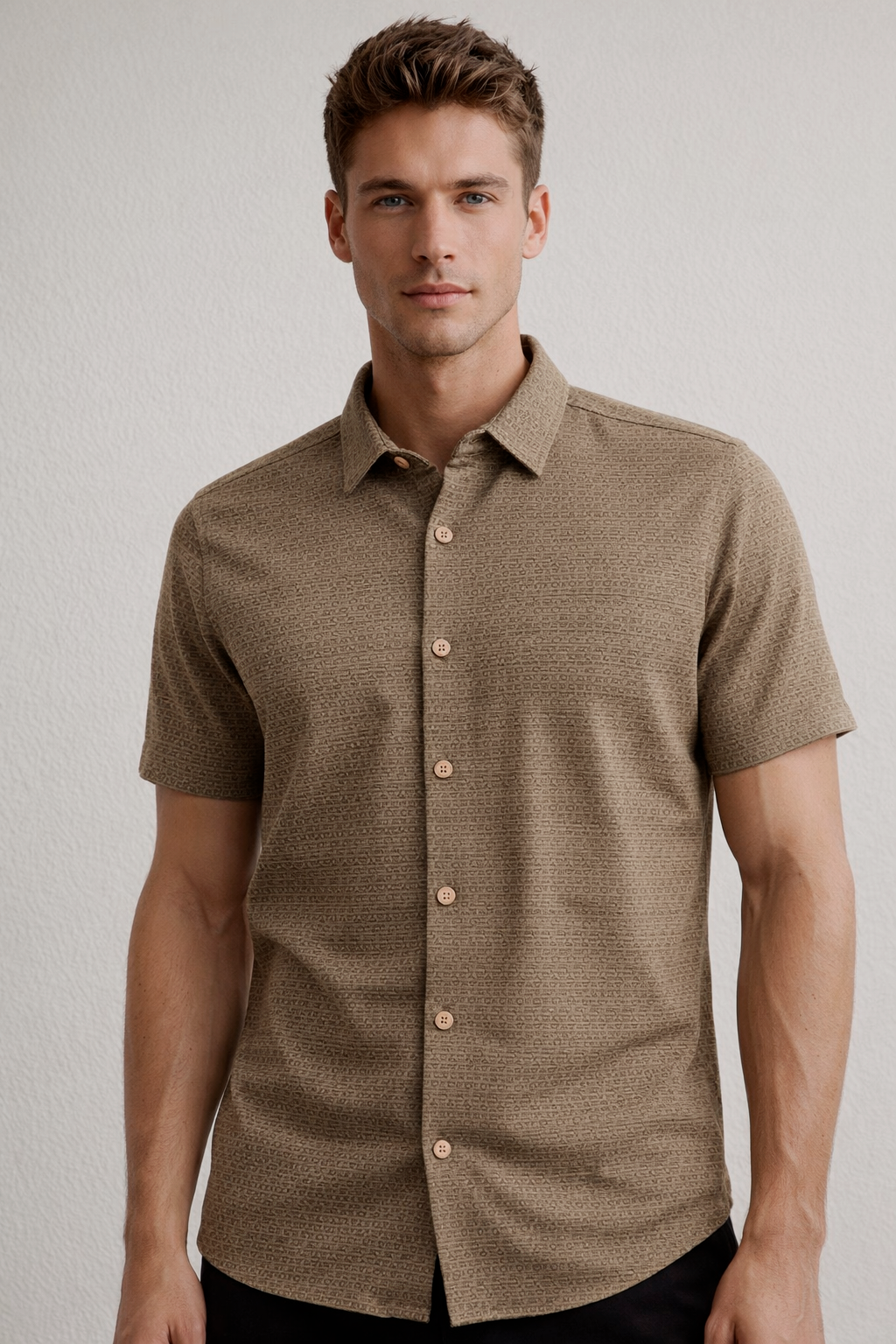 Camisas Para Hombre Relieve y Textura B61356 Cafe