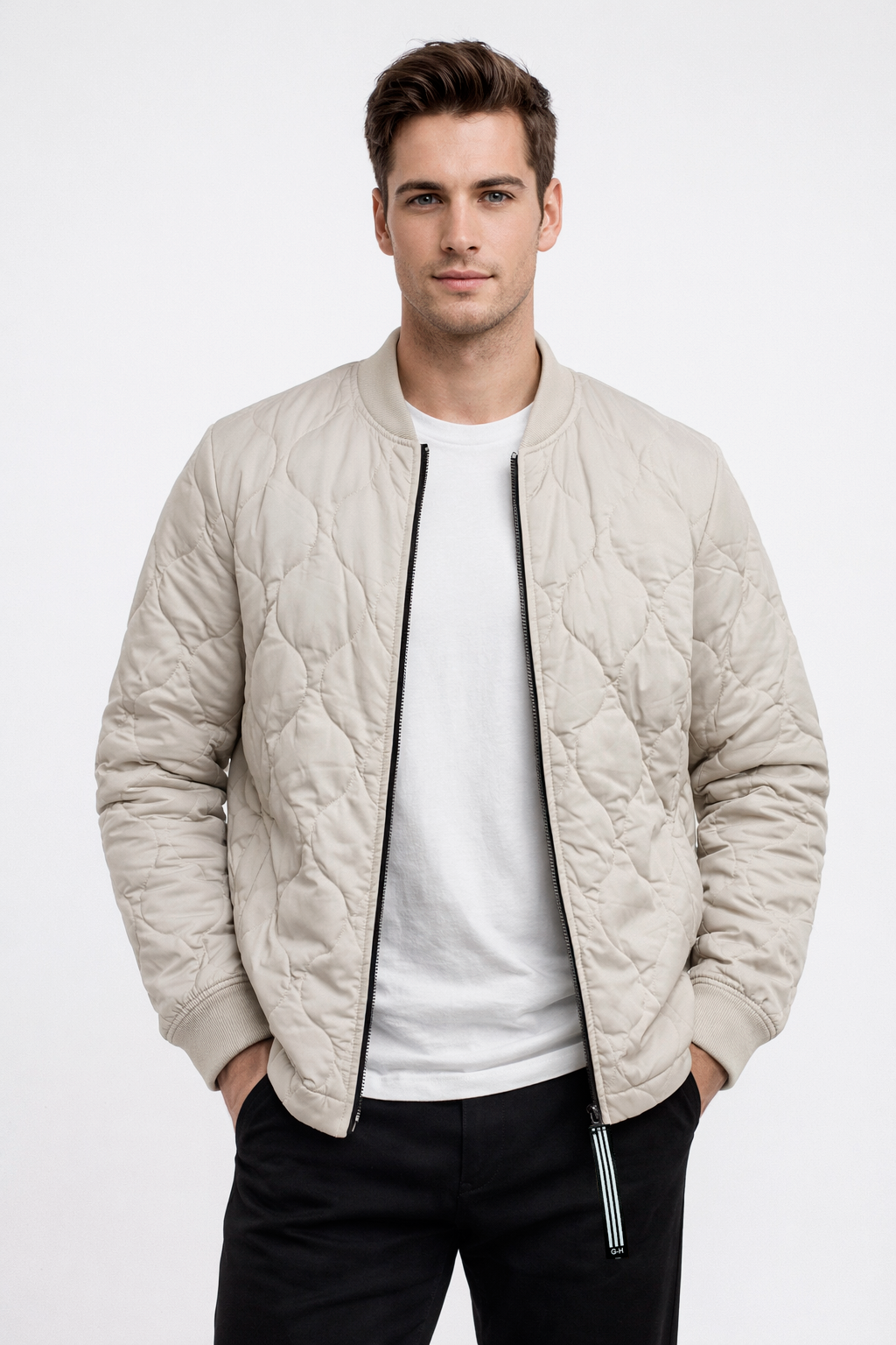 Chamarras Para Hombre De Invierno Estilo Acolchado D45303 Blanco