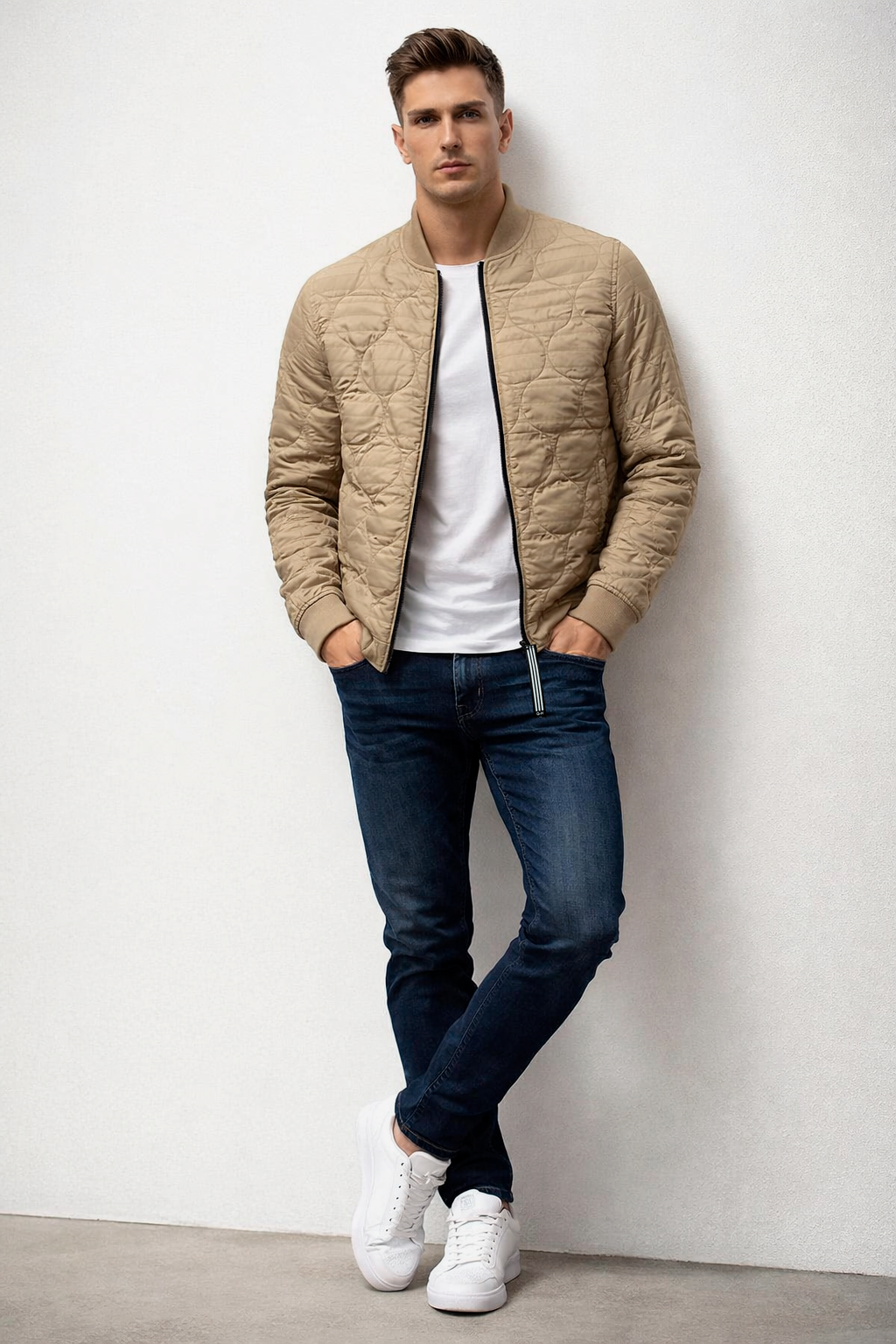 Chamarras Para Hombre De Invierno Estilo Acolchado D45303 Camel