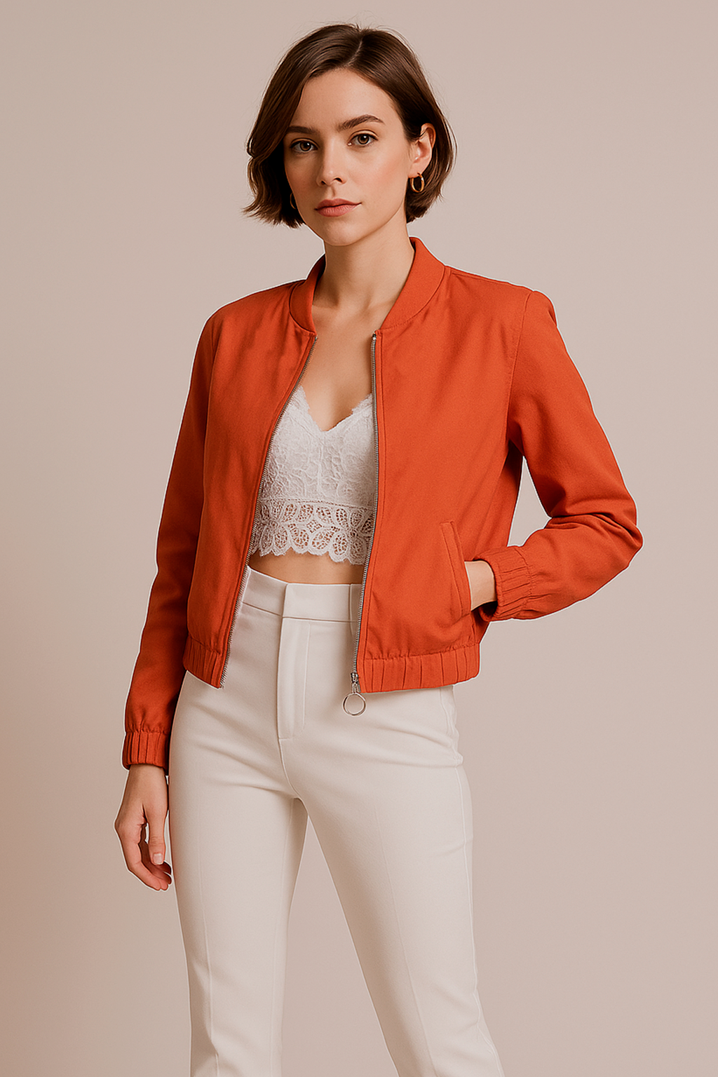 Chamarras Para Mujer Bomber Jacket Corta Q53101 Chedron