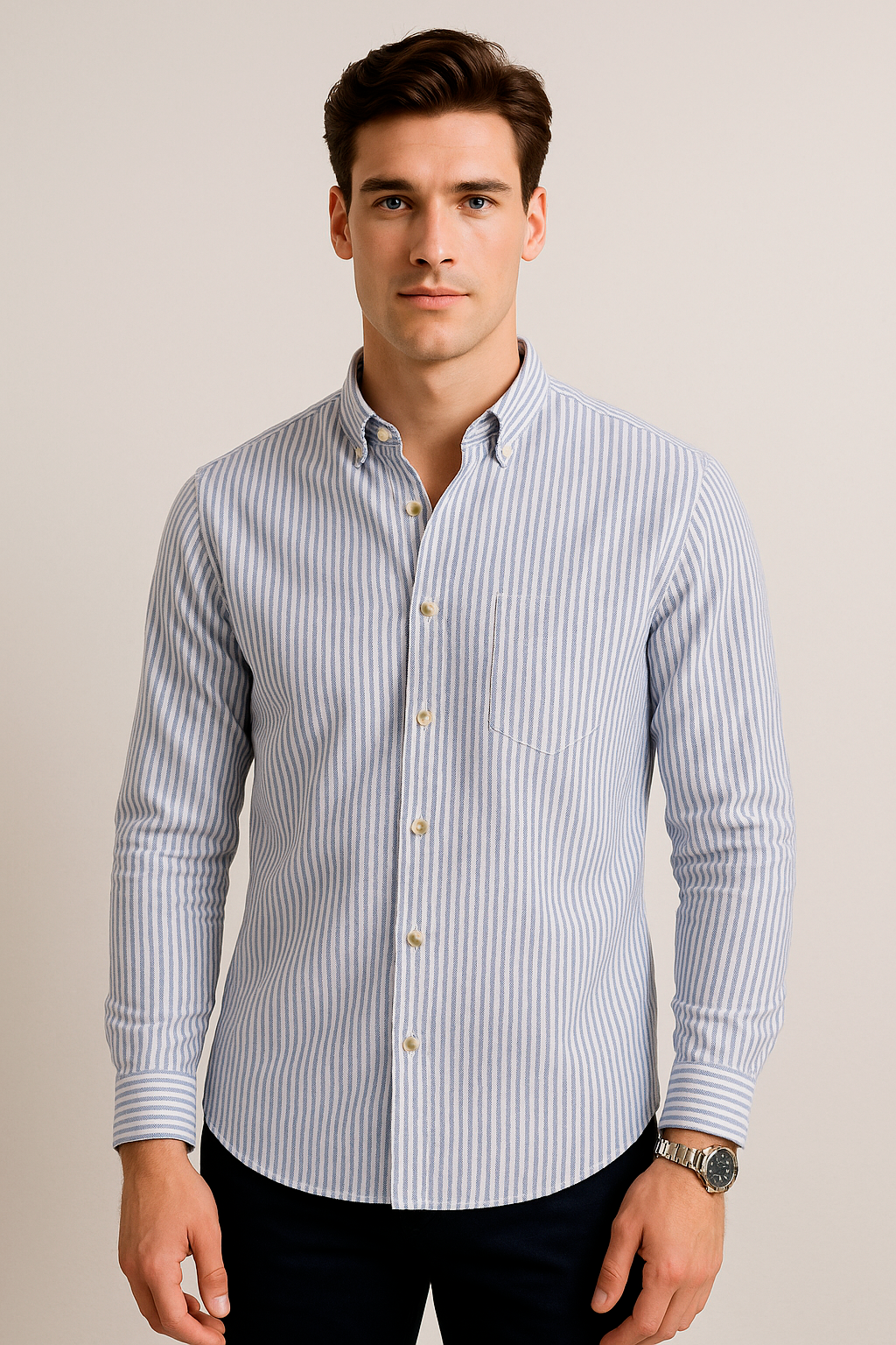 Camisas Para Hombre Regular Fit Oxford B51113 Marino