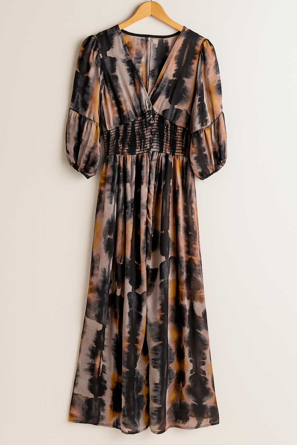 Vestidos Para Mujer Largo Smok Satinado S53103 Ocre