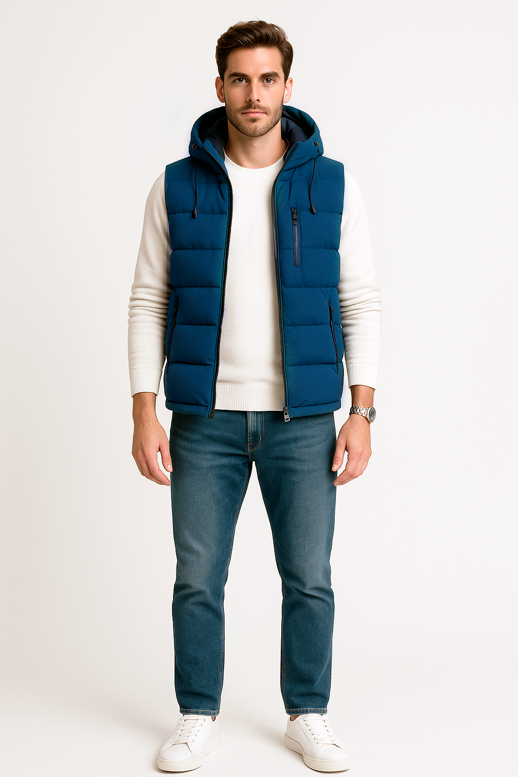 Chalecos Para Hombre Acolchado Con Capucha H45306 Marino