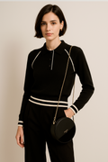 Suéteres Para Mujer Tipo Polo Manga Ranglan O53200 Negro