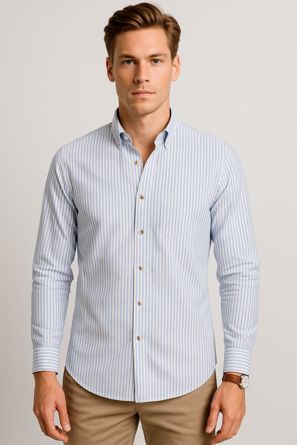 Camisas Para Hombre Regular Fit Oxford B51113 Azul