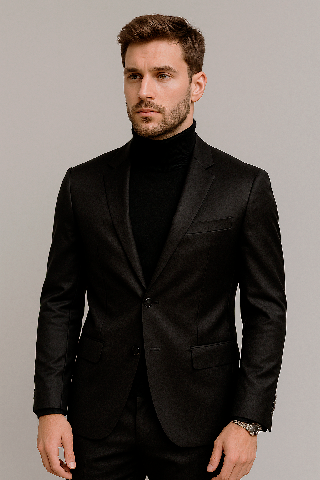 Sacos Para Hombre Satinado Básico Casual FFONSI Negro