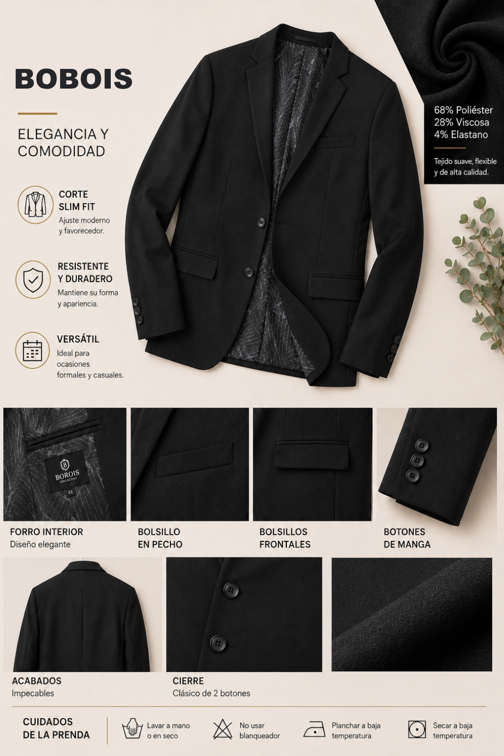 Sacos Para Hombre Liso De Punto FFILATY Negro