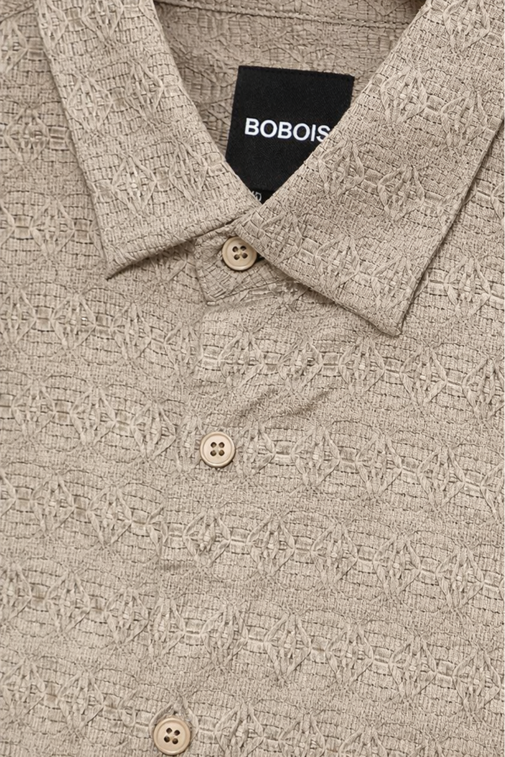 Camisa para Hombre Manga Corta Super Stretch Jacquard B61455 Kaki