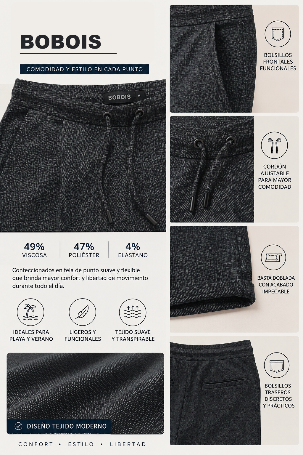 Shorts Para Hombre Bermudas Cortos Tejidos Con Jareta G61451 Kaki
