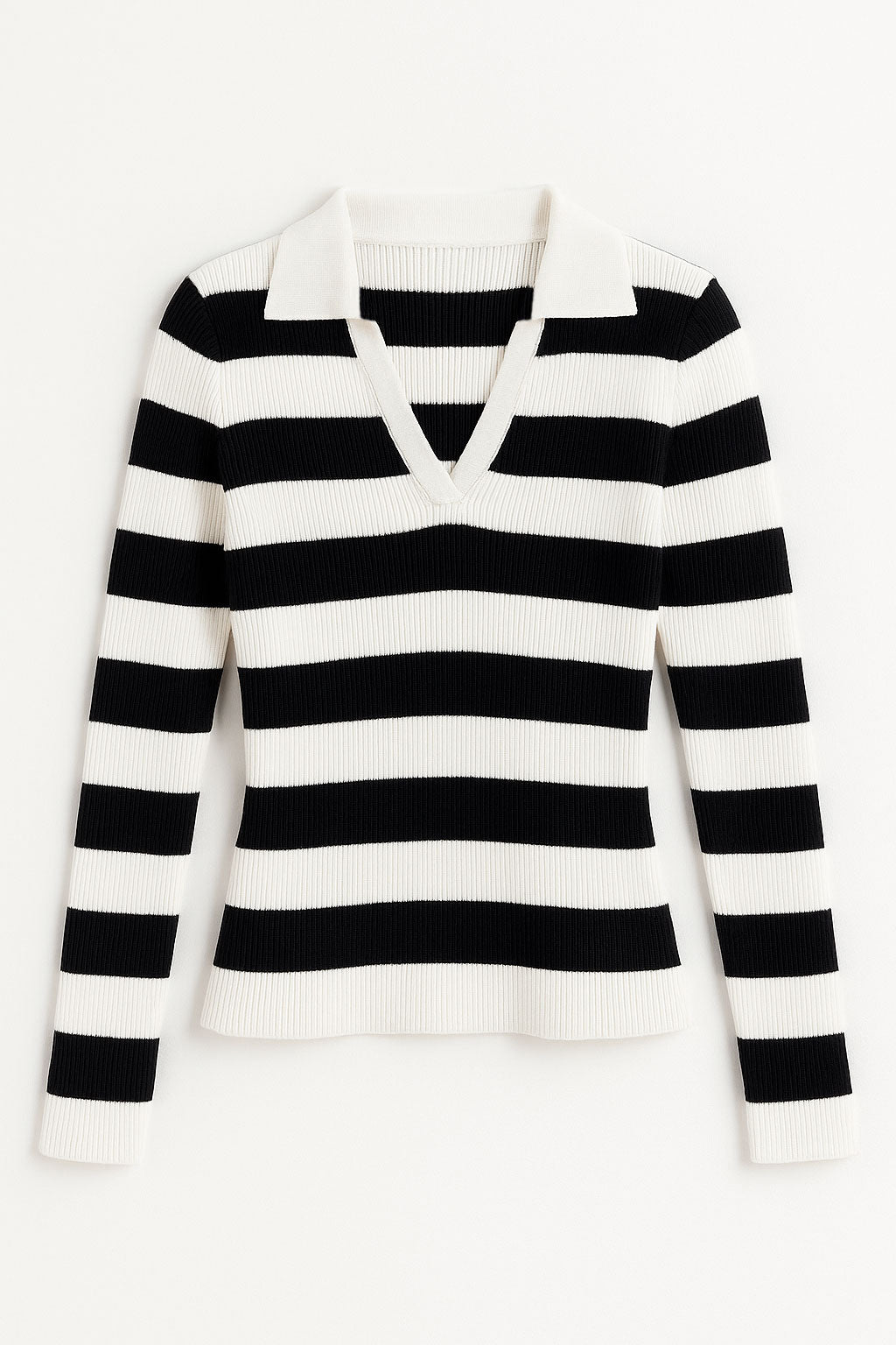 Suéteres Para Mujer Cuello V Tipo Polo De Rayas O53206 Unico