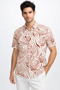 Camisas Para Hombre Manga Corta Estampado Tropical B51563 Rustico
