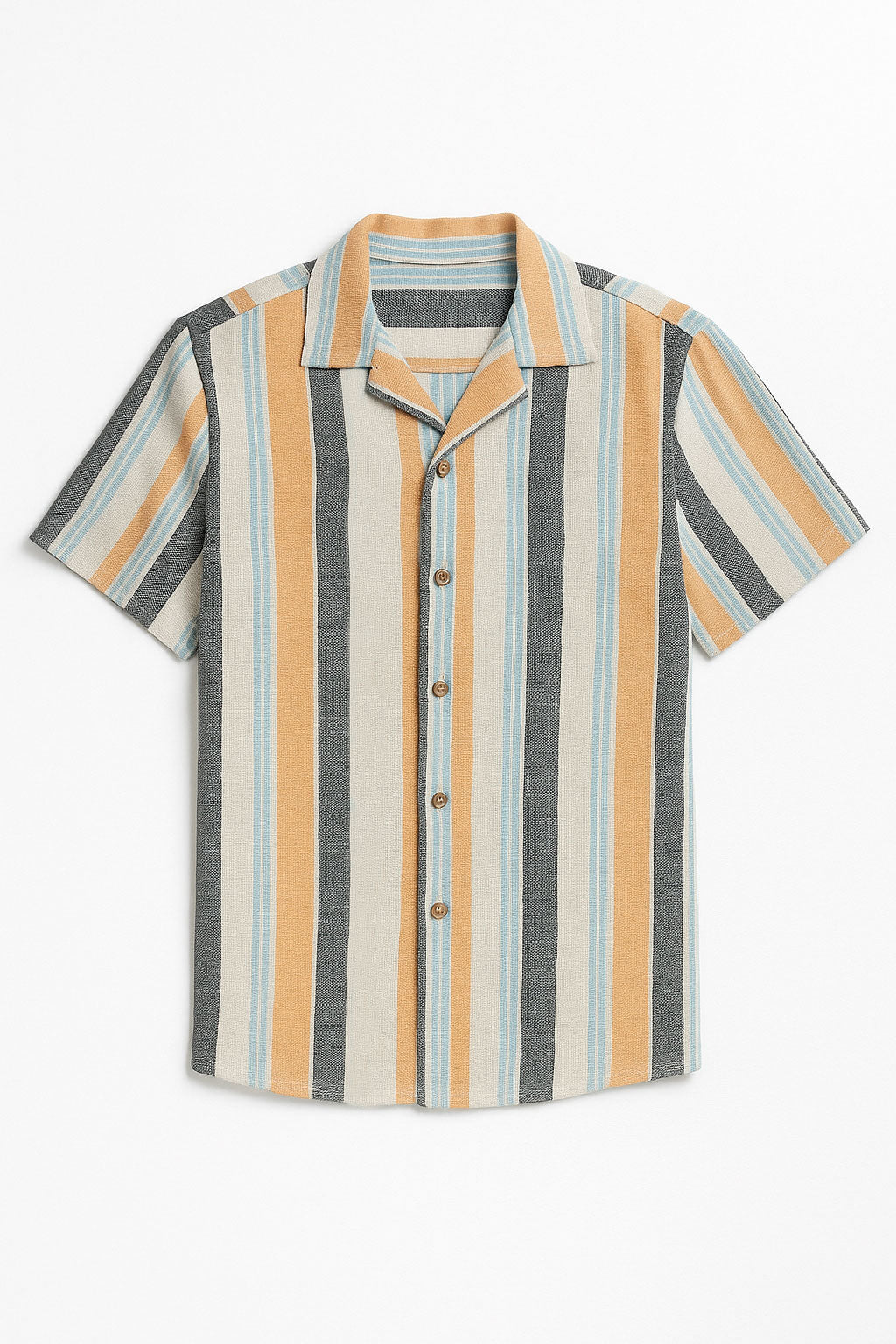 Camisas Para Hombre Resort Estampada B51364 Mostaza