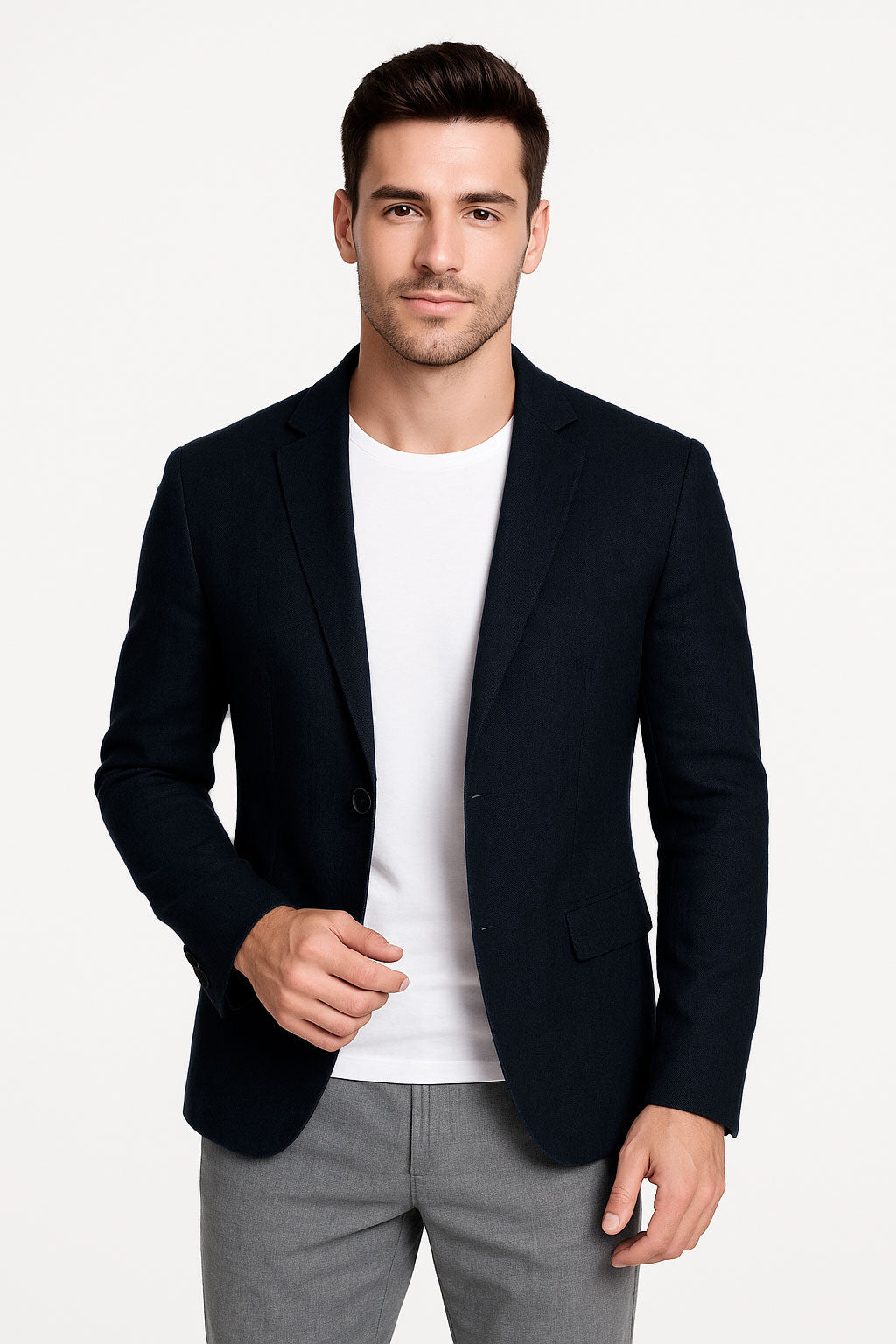 Blazers Para Hombre Casuales De Lino F51301 Marino