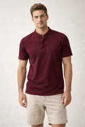 Playeras Polo Para Hombre Cuello Mao Spandex APMAO Vino